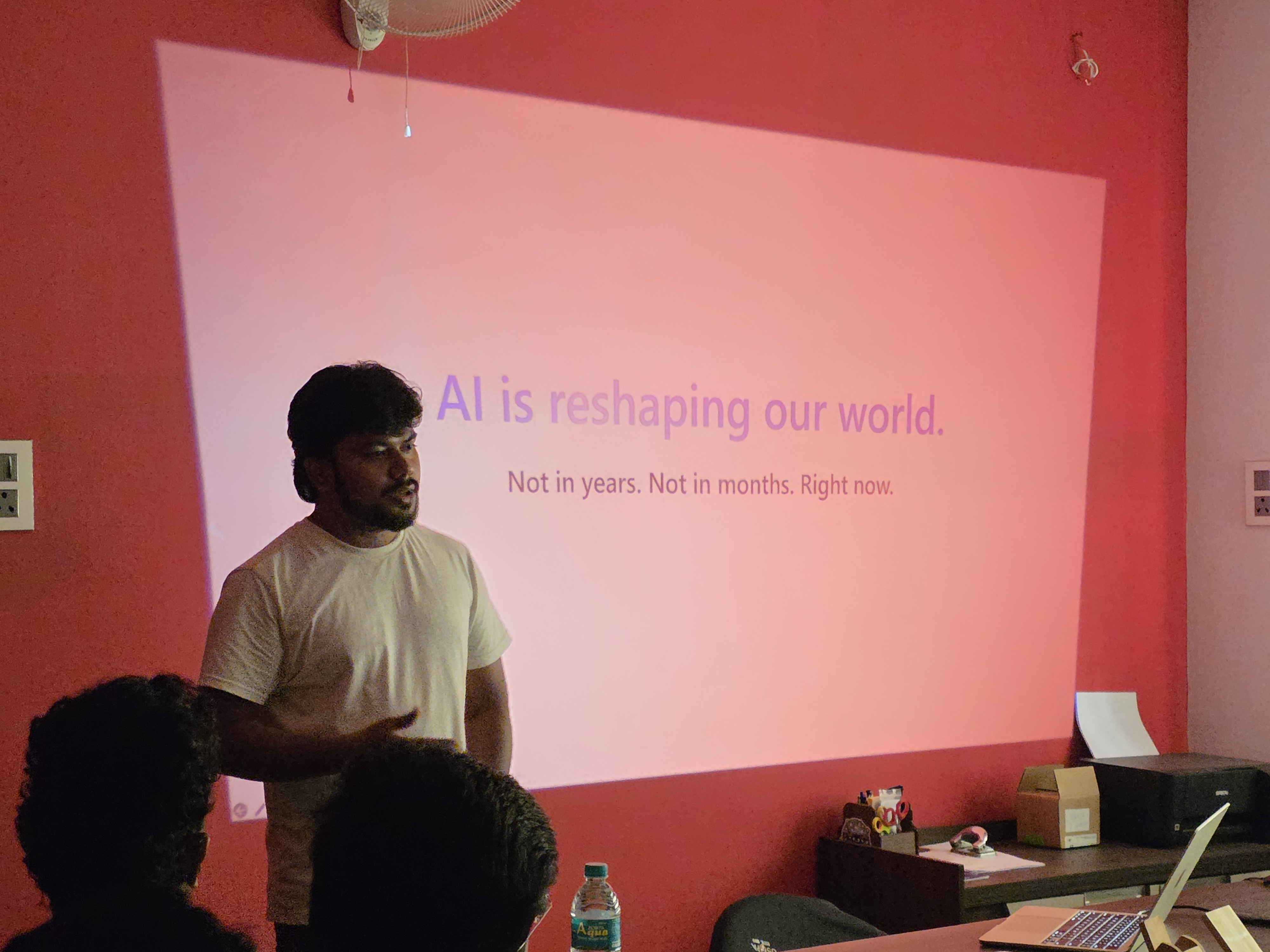 CodeSizzler speaker presenting Microsoft Build updates to the Salem Tech Community